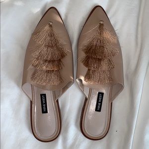 Nine West blush mules with tassels